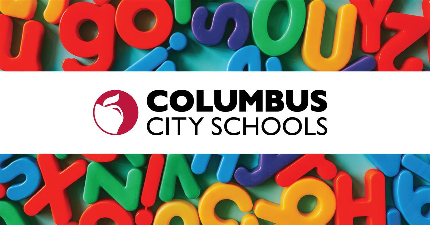  graphic of alphabet letter and the columbus city schools logo